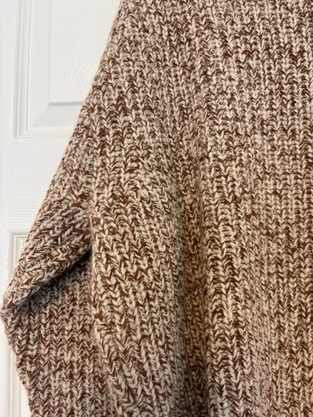 J.Crew 100% Cashmere Marled Fisherman Crewneck Sweater Men’s Small Oatmeal Brown